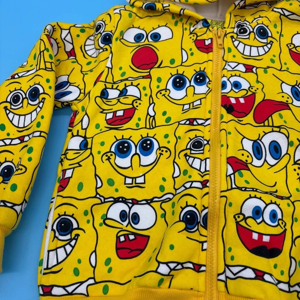 Sponge Bob Squarepants Kids Graphic Full Zip Hoodie Yellow Unisex Size 130